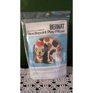 Vintage Perky Pup Needlepoint Pillow Kit By Bernat